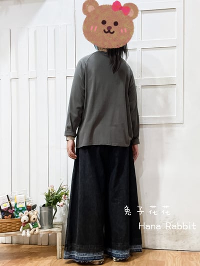 日系不敗款印花棉質上衣(灰) 209103