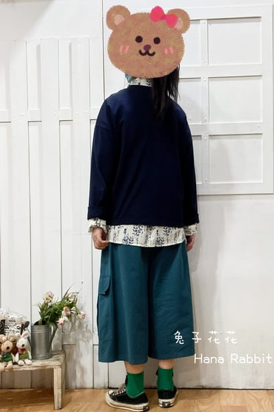 刺繡花重磅棉上衣(藍) 133143