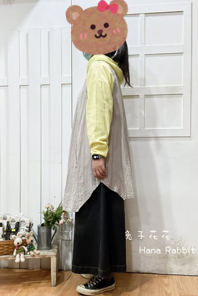 日系好搭配條紋開襟中長背心 135262