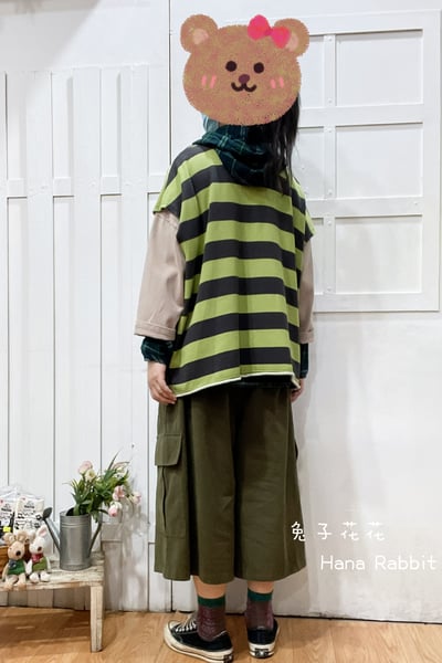 WE家前後2穿條紋毛圈棉背心(綠) 194253