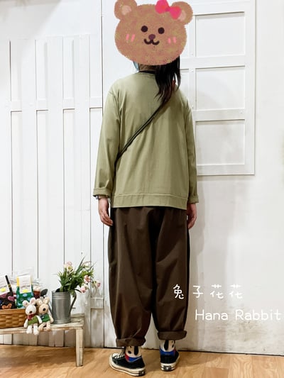 跳繩狗撞色口袋重磅棉上衣(綠) 133073