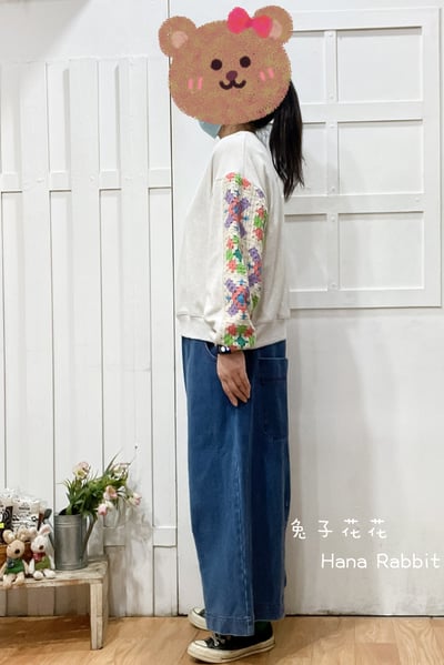 日系編織拚接毛圈棉上衣(杏) 165512