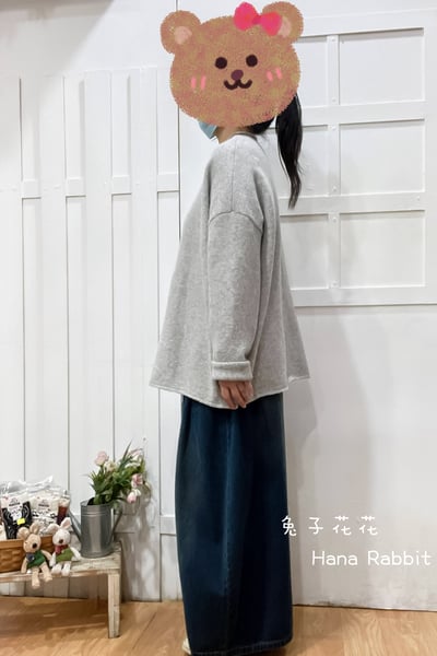 日系親膚捲邊領針織毛衣(淺灰) 311172