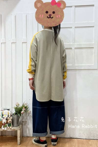 日系原單撞色中長毛圈棉上衣(灰) 160963