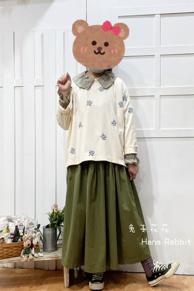 新色到❤❤WE家刺繡花重磅棉上衣(杏) 154411