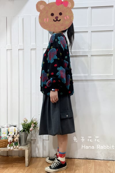 WE家羊羔絨大花朵毛呢上衣 173592