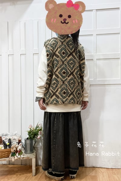 新色到❤❤WE家復古花色羊羔絨2穿背心(杏) 154363