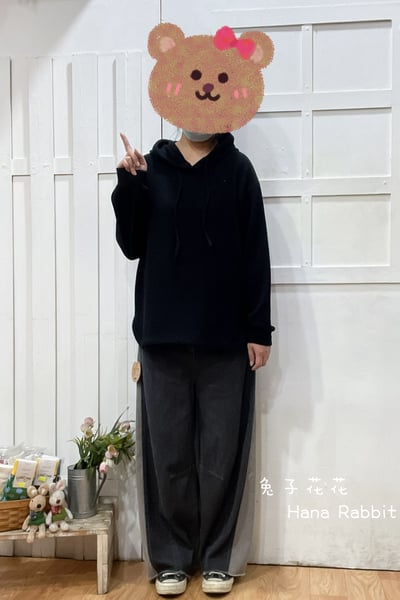 日系簡約連帽德絨上衣(黑) 311271