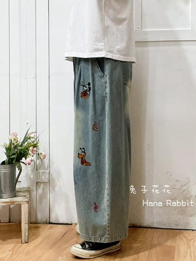 日系童趣刺繡哈倫造型褲 307112