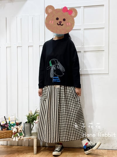 大耳狗印花重磅棉上衣(黑) 309091