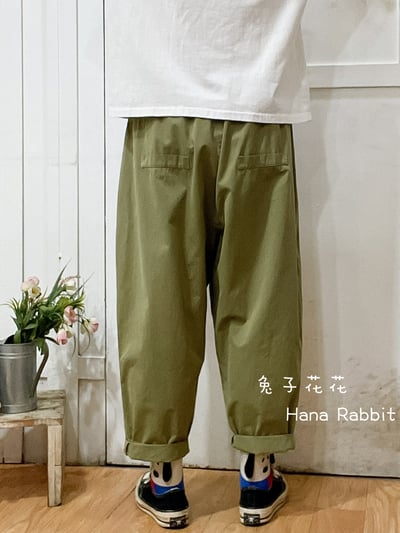 日系休閒簡約老爺褲(綠) 135633