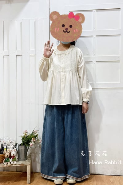 森系拚接蕾絲開襟衫 145611