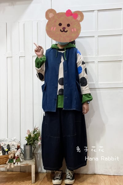 日系好搭配丹寧開襟背心 141451