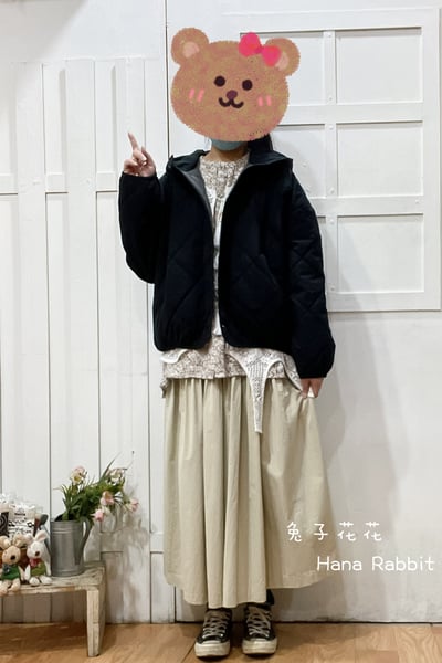 經典格壓紋連帽鋪棉外套 312191