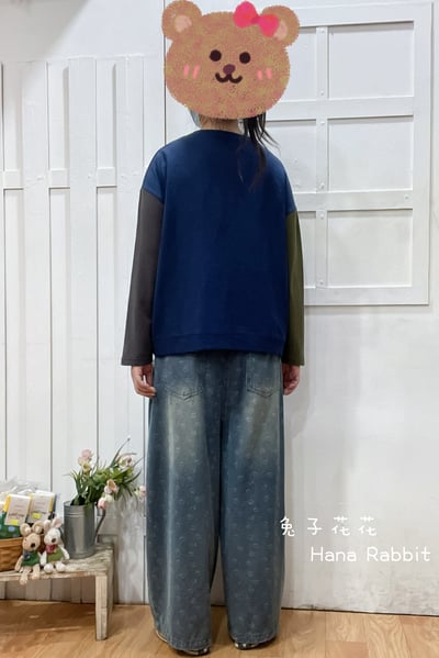 日系撞色拚接棉質上衣 139363