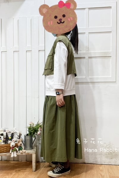 日系工裝風可縮腰短版背心 173162