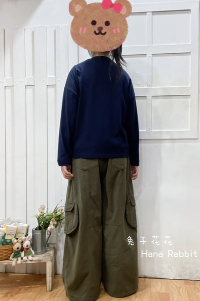 日系刺繡花重磅棉上衣(藍) 123643