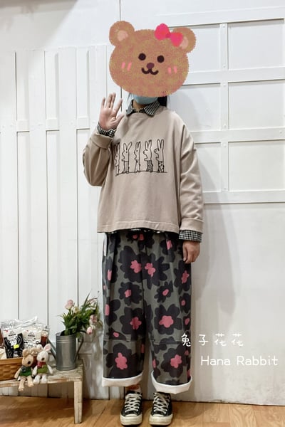 刺繡跳舞兔重磅棉上衣(奶茶) 133641