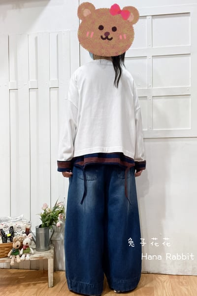 刺繡跳舞兔重磅棉上衣(白) 133643