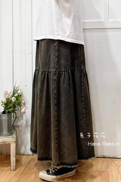 森系復古水洗簡約造型裙(棕) 165752