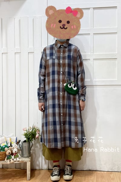 日系不敗款格紋開襟洋裝 141371