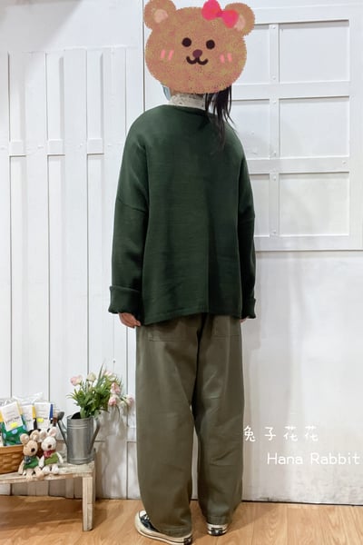 日系V領小口袋簡約針織毛衣(綠) 211083