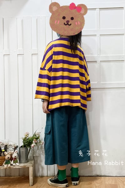 WE家彩條寛鬆毛圈棉上衣 145423