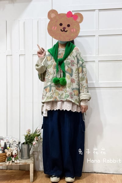 WE家復古印花寛袖毛圈棉上衣 145691