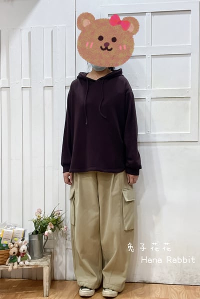 日系簡約連帽德絨上衣(咖紫) 311271