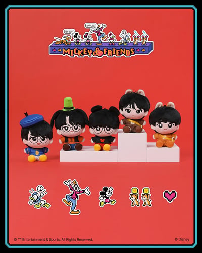 [多買庫存]T1 x Mickey & Friends 米奇與好朋友 坐姿玩偶鑰匙圈3