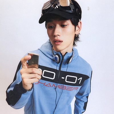 FAKER 同款 秋冬連帽半拉鏈（藍/白）3