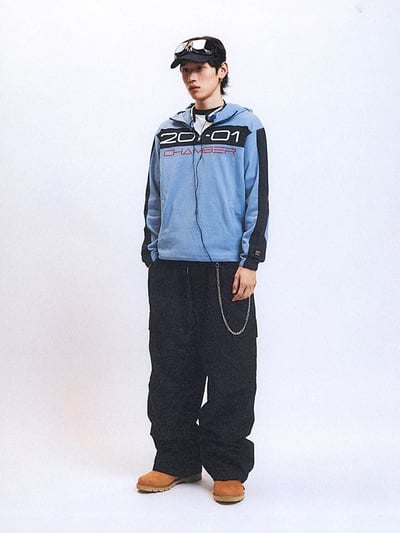 FAKER 同款 秋冬連帽半拉鏈（藍/白）7