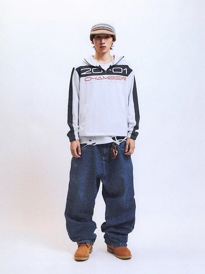 FAKER 同款 秋冬連帽半拉鏈（藍/白）8