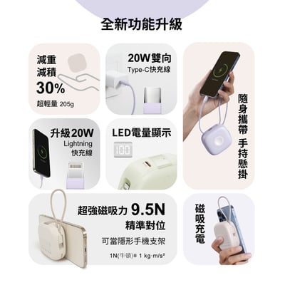 aircolor 雲朵系六合一磁吸無線快充行動電源3