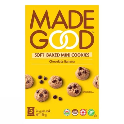加拿大代購｜MadeGood 有機迷你軟餅乾 5小包 紅絲絨／巧克力豆／巧克力香蕉 3款｜Maple Treats3