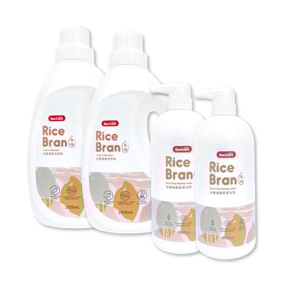【Doricare朵樂比】米糠濃縮洗衣精X2瓶+米糠洗潔精X2瓶 贈【Doricare朵樂比】私密衣物手洗精200ml2