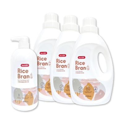 【Doricare朵樂比】米糠濃縮洗衣精X3瓶+米糠洗潔精X1瓶 贈【Doricare朵樂比】私密衣物手洗精200ml2