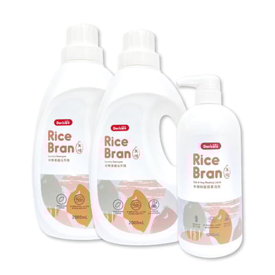 【Doricare朵樂比】米糠濃縮洗衣精X2瓶+米糠洗潔精X1瓶 贈【Doricare朵樂比】抗菌潔淨噴霧300ml2