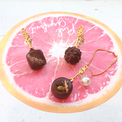 金叉子仿真巧克力吊飾2