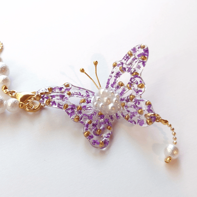 UV蕾絲花 立體蝴蝶吊飾3