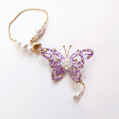 UV蕾絲花 立體蝴蝶吊飾2