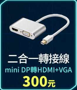 二合一轉接線 (mini DP轉HDMI+VGA) (線材)1
