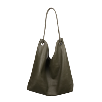 Verso Libre自由詩行真皮垂墜托特包-綠色3