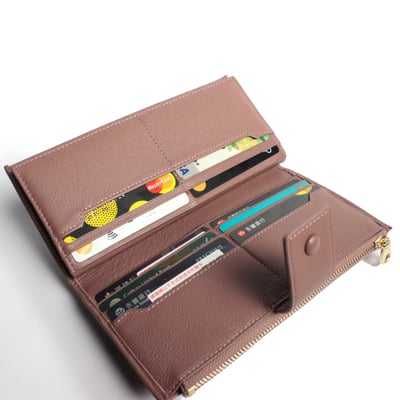 霧彩壓扣荔枝紋真皮長夾（多色）1