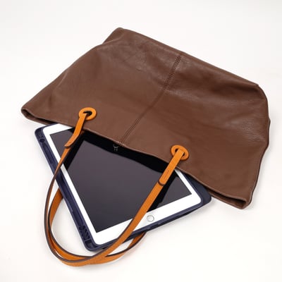 頭層牛皮撞色細節托特包3