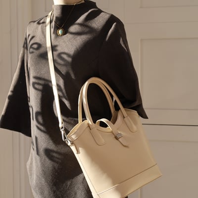 Crème光澤真皮提/肩包-雙色9