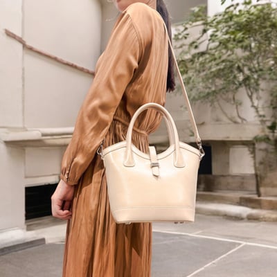 Crème光澤真皮提/肩包-雙色1