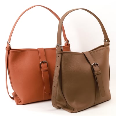 雙色奶茶真皮水桶包（多色）3