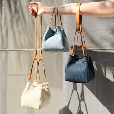 單寧牛奶盒真皮多用包-淺藍9