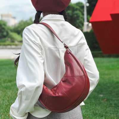 TRueSo 觸柔牛皮極軟經典牛角包-紅色1